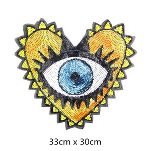 33*30cm Sew on Sequin Embroidery love Heart Shape Evil Eyes Patch for Clothes - Product Image 4