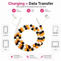 Câble de charge multi-prise USB Type C 4-en-1 perlé Orange et Noir pour Halloween – Cadeau de fête
