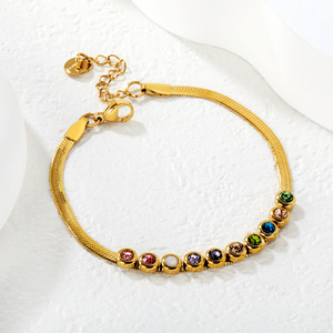 Stainless Steel <b>Crystal</b> Rhinestone Necklace And Bracelet <b>Set</b> For Women Party Jewelry Minimalist Style Gold Tone - Product Image 4