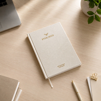 Cuaderno con Tapa Dura de Tela con Hojas Doradas, Grabado en Relieve, con Encuadernación Cosida, Logotipo Personalizado, Impresión UV para Escribir