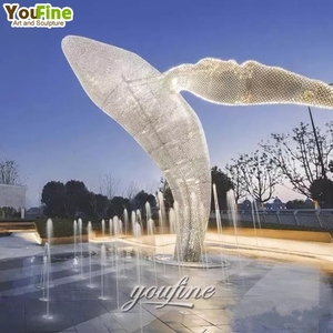 Sculpture d'animal de jardin en acier inoxydable de grande taille pour décoration extérieure, baleine - Product Image 4