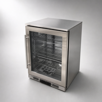 Réfrigérateur à boissons en acier inoxydable 128L avec porte en verre, serrure et éclairage LED pour bar extérieur