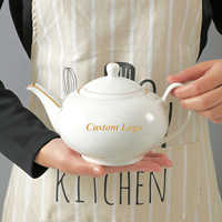 Théières et bouilloires en porcelaine fine, ensemble théière et tasse à thé blanches, ensemble tasse à thé avec théière