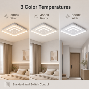 Lámpara de Techo LED Cuadrada Moderna, Superficie de Hierro Acrílico, Montaje en Superficie, Tricolor, Decoración para Dormitorio, Sala de Estar, Hogar, Interior - Product Image 4
