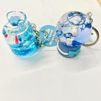 Porte-clés liquide en forme de bâtonnet glacé Kawaii avec paillettes flottantes, en acrylique, avec logo personnalisé et impression UV