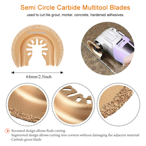 Hojas de sierra multiherramienta oscilantes de carburo de <span class=keywords><strong>media</strong></span> <span class=keywords><strong>luna</strong></span> de ajuste rápido de 64mm para cortar baldosas de molienda mortero de hormigón - Product Image 2