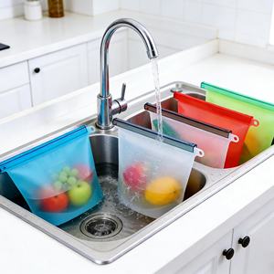 ถุงเก็บอาหารซิลิโคนเกรดอาหารแบบใช้ซ้ำได้ ถุงจัดระเบียบในครัวสำหรับผัก ของเหลว ขนม และอาหาร - Product Image 4