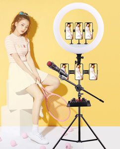Luce ad Anello LED per Streaming Live su YouTube, Illuminazione per <span class=keywords><strong>Fotografia</strong></span> con Supporto Treppiede, Luce ad Anello da 18 Pollici - Product Image 6