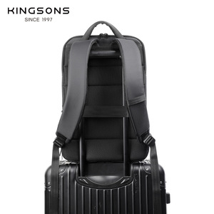 Laptop <b>Backpack</b> Men Business Travel Multi Functional <b>With</b> Shoe <b>Compartment</b> Black Solid Color Shoulder Straps Interior Zipper - Product Image 2
