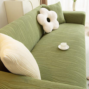 Funda de Sofá Elástica de Terciopelo Jacquard, Cobertura Total, Antipolvo, para Todas las Estaciones, Estilo Nórdico, Protectora, con Diseño de Rayas, de Poliéster - Product Image 1