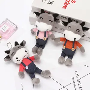 Unisex Tùy Chỉnh Gia Súc Bò Đồ Chơi Sang Trọng Keychain Phim Hoạt Hình Động Vật Kawaii Bò Nhồi Bông Sang Trọng Mặt Dây Chuyền Ba Lô Trang Trí