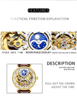 Montre Mécanique Automatique Personnalisée de Luxe pour Hommes, Qualité Supérieure, Fabriquée en Chine, en Cuir, Iced Out, Phase de Lune, Étanche et Tendance