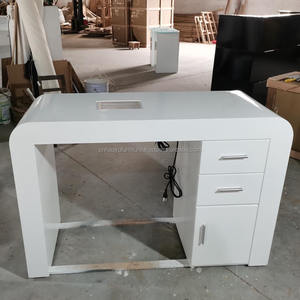 Hermosa mesa de salón de uñas moderna en color blanco con colector de polvo para artistas de uñas en el centro comercial para hacer esmalte - Product Image 2