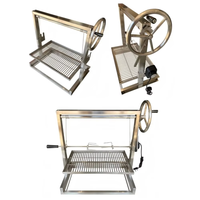Gril moderne en acier inoxydable à charbon de bois de 30 pouces GK740E Système de levage à cliquet pour Asado Parrilla Santa Maria Cuisine Argentine