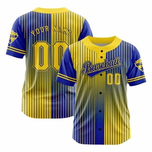 Maillots de baseball courts personnalisés 2026 de haute qualité, bleus, brodés, pour clubs et équipes, uniformes sportifs écologiques, vente en gros - Product Image 1