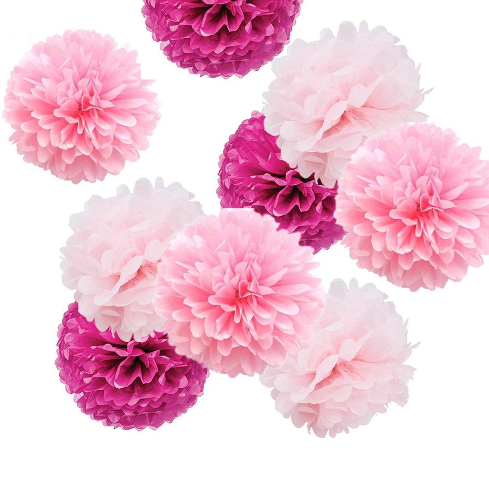 Décorations de fleurs suspendues en papier, Pom Poms de papier de 5 pièces, 6 ", vente en gros