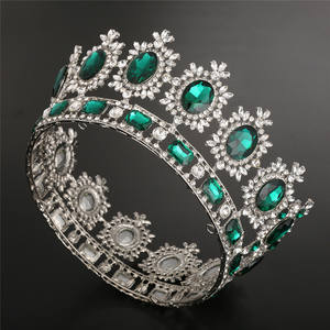 Couronne de diamant rond Europe Amérique Coiffes Rétro Couronnes Accessoires de cheveux de mariage Diadèmes de <span class=keywords><strong>princesse</strong></span> en strass pour filles - Product Image 2
