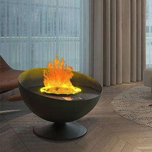 <span class=keywords><strong>Cheminée</strong></span> d'intérieur moderne avec flammes simulées artistiques Ornement décoratif circulaire suspendu personnalisable pour ambiance ornementale - Product Image 4