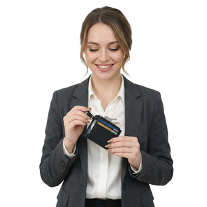 WRIZA Black Premium Leather RFID Blocking No Closure <b>Wallet</b> Slim Multi Card <b>Holder</b> Durable Everyday Use Travel Friendly Fashion - Product Image 2