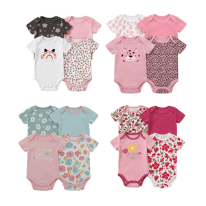 Lot de 4 bodys bébé premium, doux et respirants, à manches courtes, combinaisons pour nourrissons, vêtements en gros pour bébés - Product Image 4