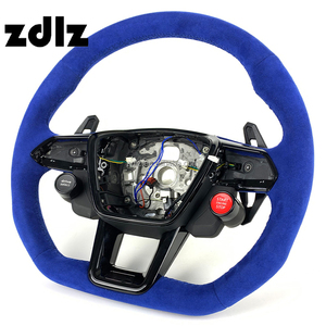 Volante de fibra de carbono de cuero de gamuza <span class=keywords><strong>azul</strong></span> personalizado para <span class=keywords><strong>Audi</strong></span> RS A6 A7 C8 <span class=keywords><strong>A3</strong></span> S6 S7 RS6 RS7 2018 2020 2021 <span class=keywords><strong>2022</strong></span> - Product Image 3