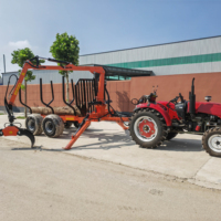 Remorque agricole avec grue de chargement de bois hydraulique PTO, livraison gratuite, à vendre