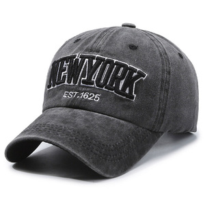 <b>New</b> <b>York</b> Embroidered Baseball <b>Cap</b> Washed Cotton Sun Protection Unisex Duckbill Hat Canvas Material Multiple Colors Available - Product Image 5