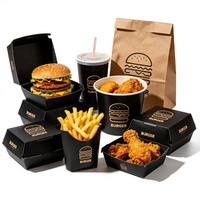 Caja Plegable para Hamburguesas y Papas Fritas, de Cartón Corrugado Biodegradable y Ecológico, con Laminado Mate y Logotipo Personalizado, para Empaque de Comida Rápida