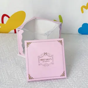 KinSun New Arrival Cake Packaging Box Personalized Cake Box With Window Printing Logo Promotion Cake Transparent Box