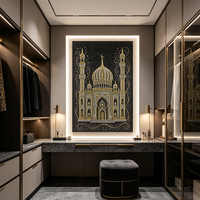 Vente en gros tapisserie peinture mosquée islamique dorée haute qualité, art religieux luxueux pour décoration maison hôtel