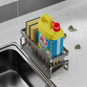 Escurridor de Platos Multifuncional para Cocina con Bandeja, Almacenamiento para Estropajos de Acero, Colgante para Fregadero/Encimera, Forma Cuadrada - Product Image 4