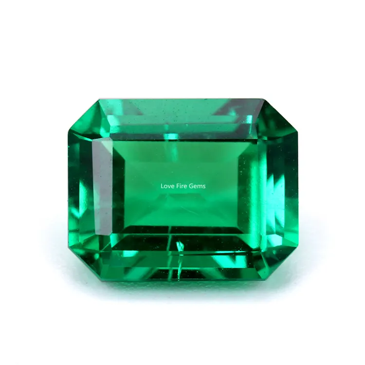 wholesale price hydrothermal colombia lab grown emerald gemstone octagon cut synthetic created emerald