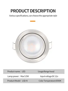 LED Schrank Licht unten LED 5,5 W 12 V eingebettetes Loch im Bodenbeleuchtung Glühbirne Schrank Küche Schrank Reichweite Haube Glühbirne