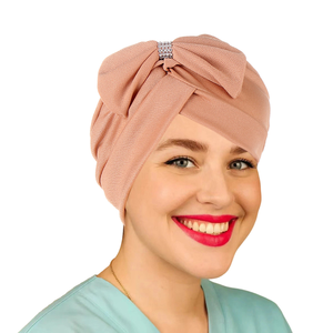 HZM-61239 Stock d'usine, chapeau hijab musulman pour femmes, couleur unie, devant court, nœud croisé, turban - Product Image 4