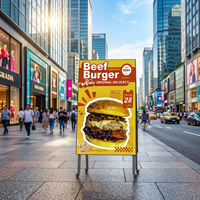 Écran d'affichage numérique LED mobile pliable FTV en forme de A, contrôle par application, 4 roues, pas de pixel P1.25-P2.5, luminosité 1000 cd, Full HD 1080p