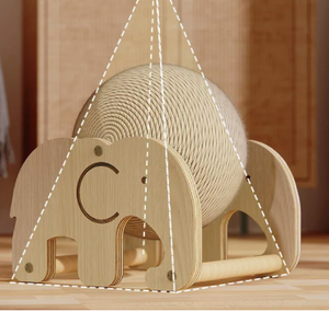 Jouet pour chat en forme d'éléphant en bois, boule à gratter durable en carton ondulé, jouet interactif pour animaux de compagnie - Product Image 3