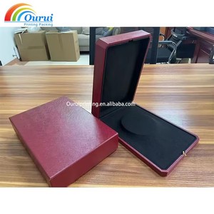 Ourui Elegant Hexagon <b>Red</b> Jewelry <b>Box</b> With Velvet Insert Button Closure For Watch Packaging - Product Image 4