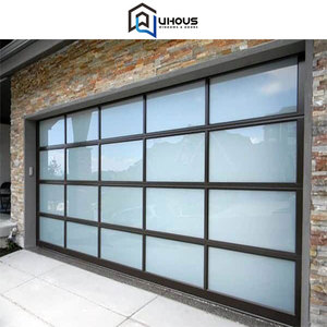 Double <span class=keywords><strong>portail</strong></span> électrique moderne à torsion 16x10 16x7 12x8 tailles personnalisées cadre en aluminium porte <span class=keywords><strong>de</strong></span> <span class=keywords><strong>garage</strong></span> en verre transparent pour villa - Product Image 3