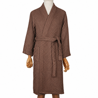Peignoir en coton gaufré durable pour hôtel et spa, col kimono, unisexe, pour usage quotidien, grande taille, cadeau d'entreprise, confortable, longueur intégrale