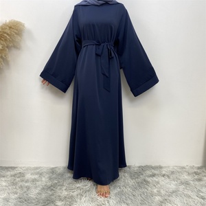 6394# Umbrella Style Long Sleeves Muslim Dress for Women Plain Color Dubai Closed Abaya - Product Image 3