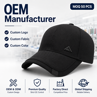 Casquette de baseball structurée unisexe en sergé noir personnalisée avec logo métallique minimaliste, fabrication directe usine