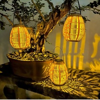 Lanternes solaires en rotin à énergie solaire, lumière extérieure étanche pour décoration camping, lampe suspendue, lanterne de jardin
