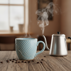 Tazas de Cerámica Personalizadas con Diseño en Relieve 3D, Color Azul Cielo, para Uso Diario en el Hogar y la Oficina - Product Image 3