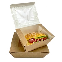 Emballage alimentaire jetable personnalisé en kraft, boîte à emporter en papier, emballage pour hamburger, boîte à lunch en papier avec fenêtre