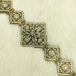 <span class=keywords><strong>Ceinture</strong></span> de robe <span class=keywords><strong>caftan</strong></span> de mariage marocaine en métal doré avec chaîne et cristaux pour femme, longueur réglable - Product Image 6