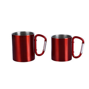 LIHENG Montañismo al aire libre Taza de café de viaje 304 <span class=keywords><strong>Material</strong></span> con botón de mango de mosquetón <span class=keywords><strong>Material</strong></span> de acero inoxidable 201 - Product Image 2