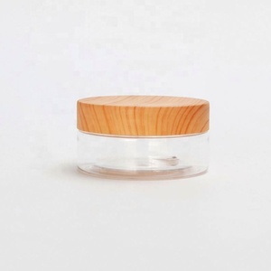 <b>Plastic</b> <b>Jar</b> With Wooden Lids Screw Transparent Container Empty Cosmetic Face Cream Powder Make up Bottle - Product Image 5
