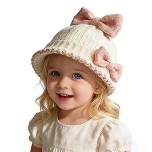 Oem/Odm Winter <b>Hat</b> With Bow for Bulk Orders Knit Beanie <b>Hat</b> Custom Logo Beanie Custom Embroidered Beanie <b>Hats</b> - Product Image 1