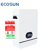 Batterie de stockage solaire, batterie de stockage d'énergie, batterie au lithium pour système photovoltaïque, montage mural, domestique, 100-200ah, 48v, 10kwh, onduleur