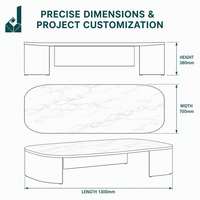 Table basse ovale moderne de luxe en pierre frittée marbrée, surface lisse, pour réunions et mobilier de bureau